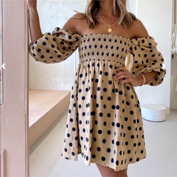 Faithfull the Brand Dresses & Skirts - Faithfull The Brand Dallia Mini Dress Emelda Polka Dot Cold Shoulder Babydoll